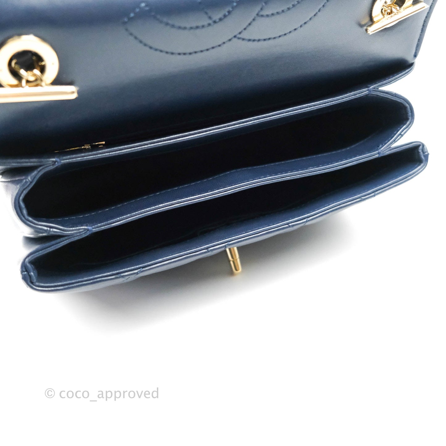Chanel Small Trendy CC Navy Lambskin Gold Hardware