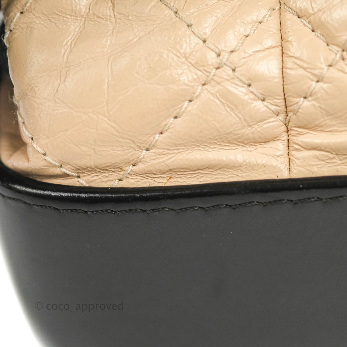 Chanel Small Gabrielle Backpack Beige Black Aged Calfskin