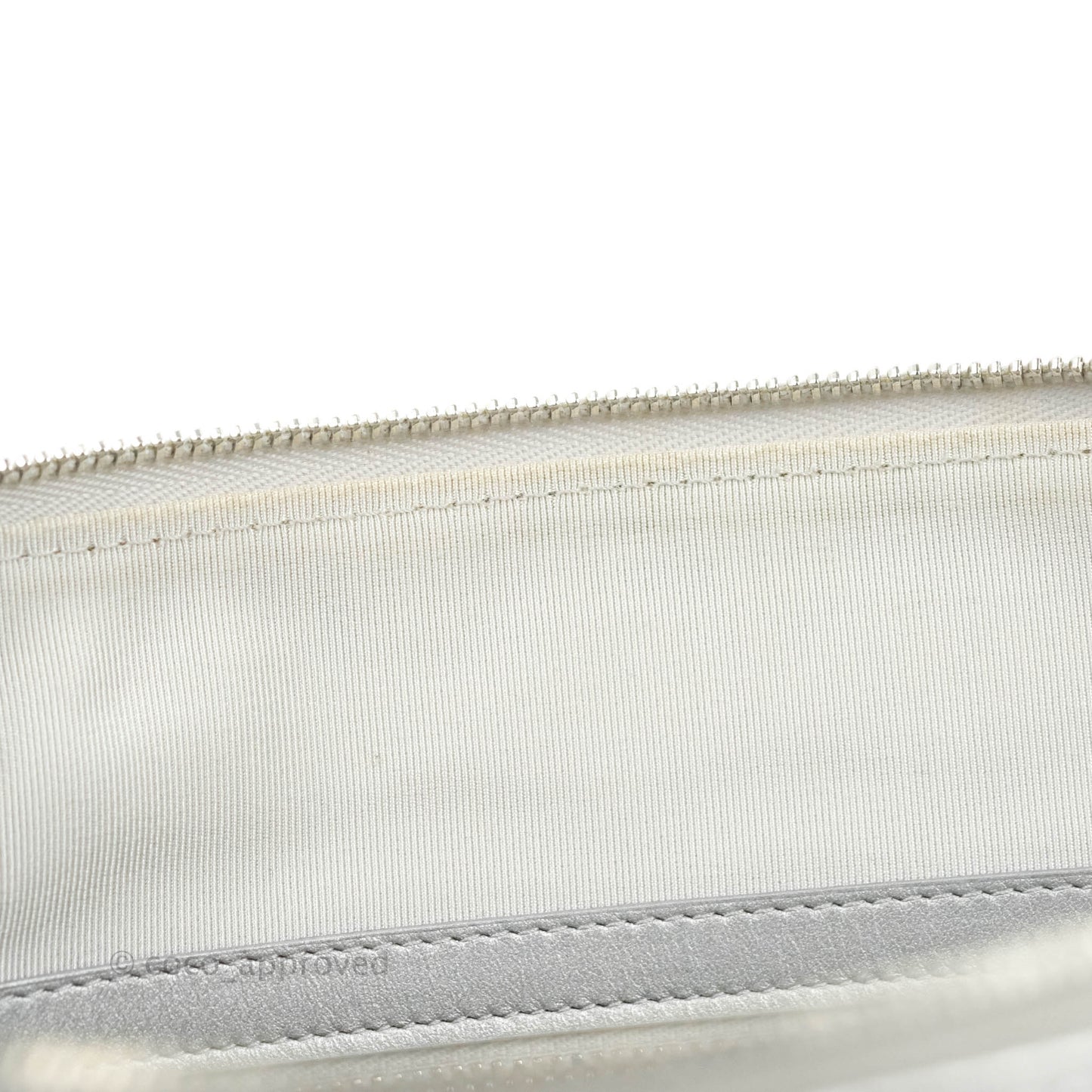 Chanel Caviar Quilted Large Cosmetic Case Metallic Silver  With Charms