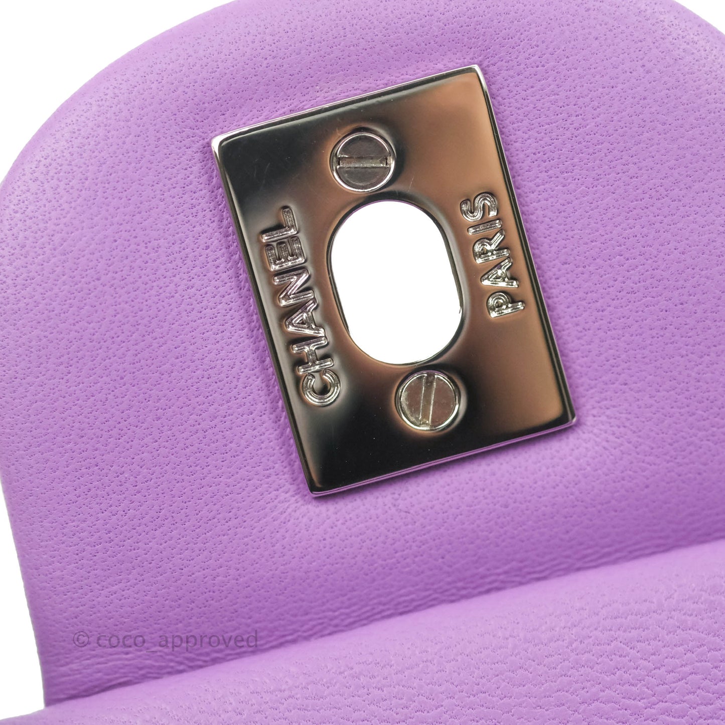 Chanel Quilted Mini Rectangular Flap Purple Lambskin Silver Hardware