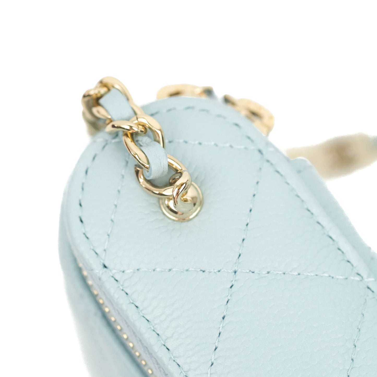 Chanel Classic Mini Vanity With Chain Light Blue Caviar Gold Hardware