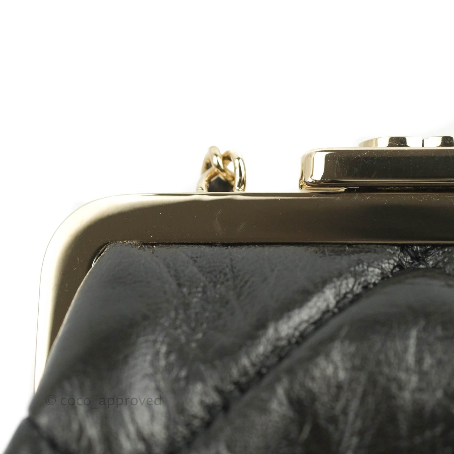 Chanel Kisslock Glasses Case Black Lambskin Gold Hardware 21C