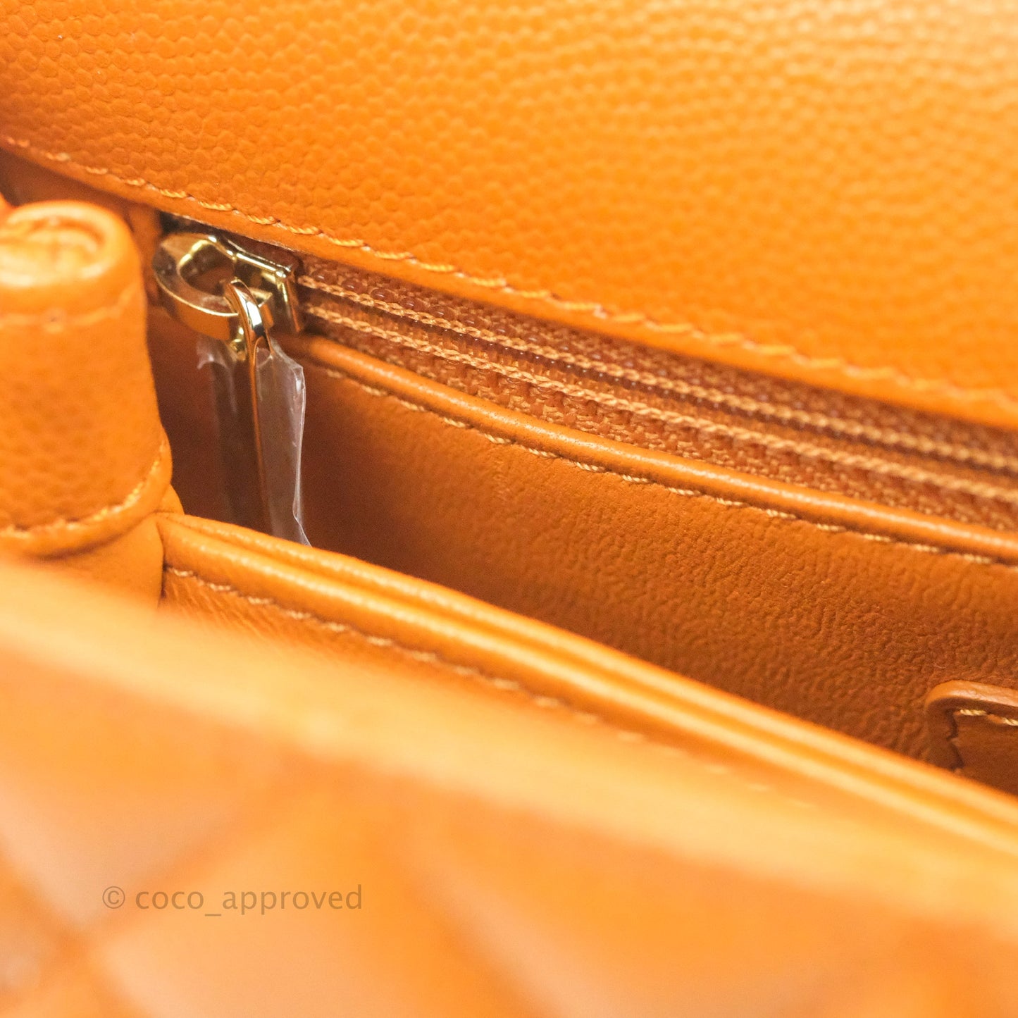 Chanel Small Coco Handle Quilted Caramel Caviar Gold Hardware 21A