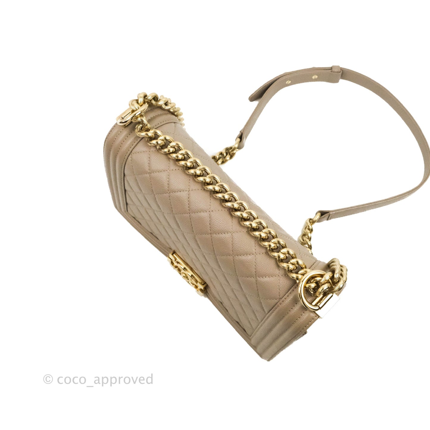 Chanel Quilted Medium Boy Grey Caviar Gold Hardware
