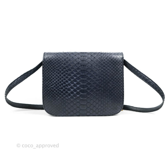 Celine Medium Classic Box Flap Grey Blue Python Gold Hardware