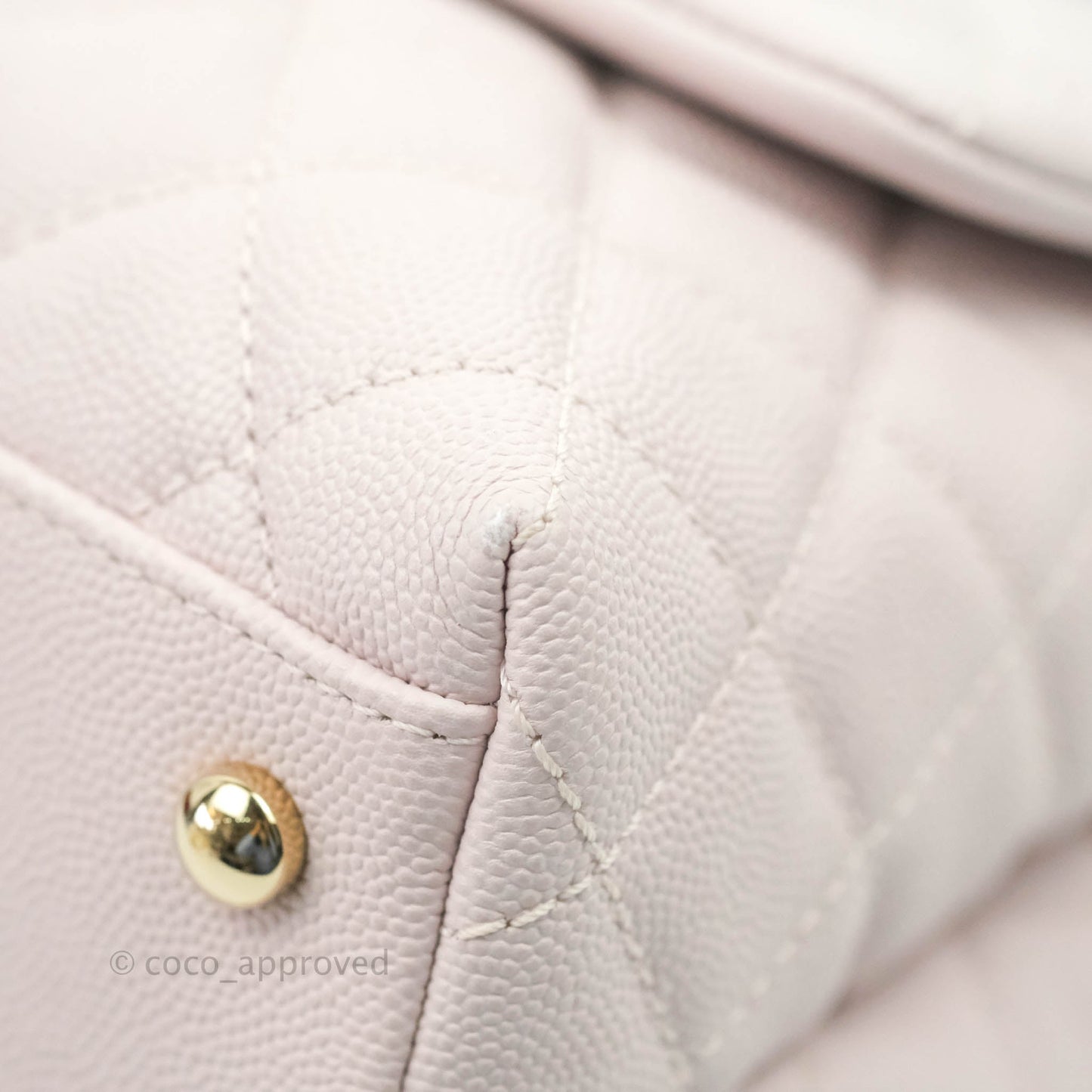 Chanel Medium Coco Handle Quilted Light Lilac Pink Caviar Gold Hardware
