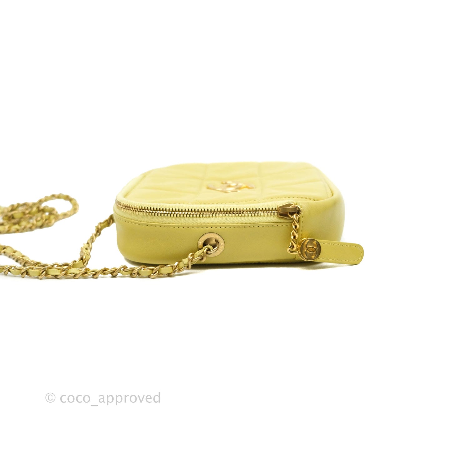 Chanel Quilted Diamond Cut Small Lambskin Yellow Gold Hardware Flap Bag