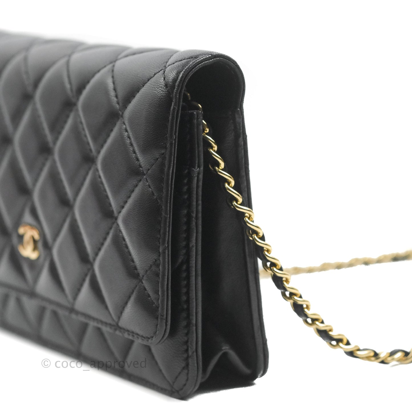 Chanel Quilted Classic Wallet on Chain WOC Black Lambskin Gold Hardware