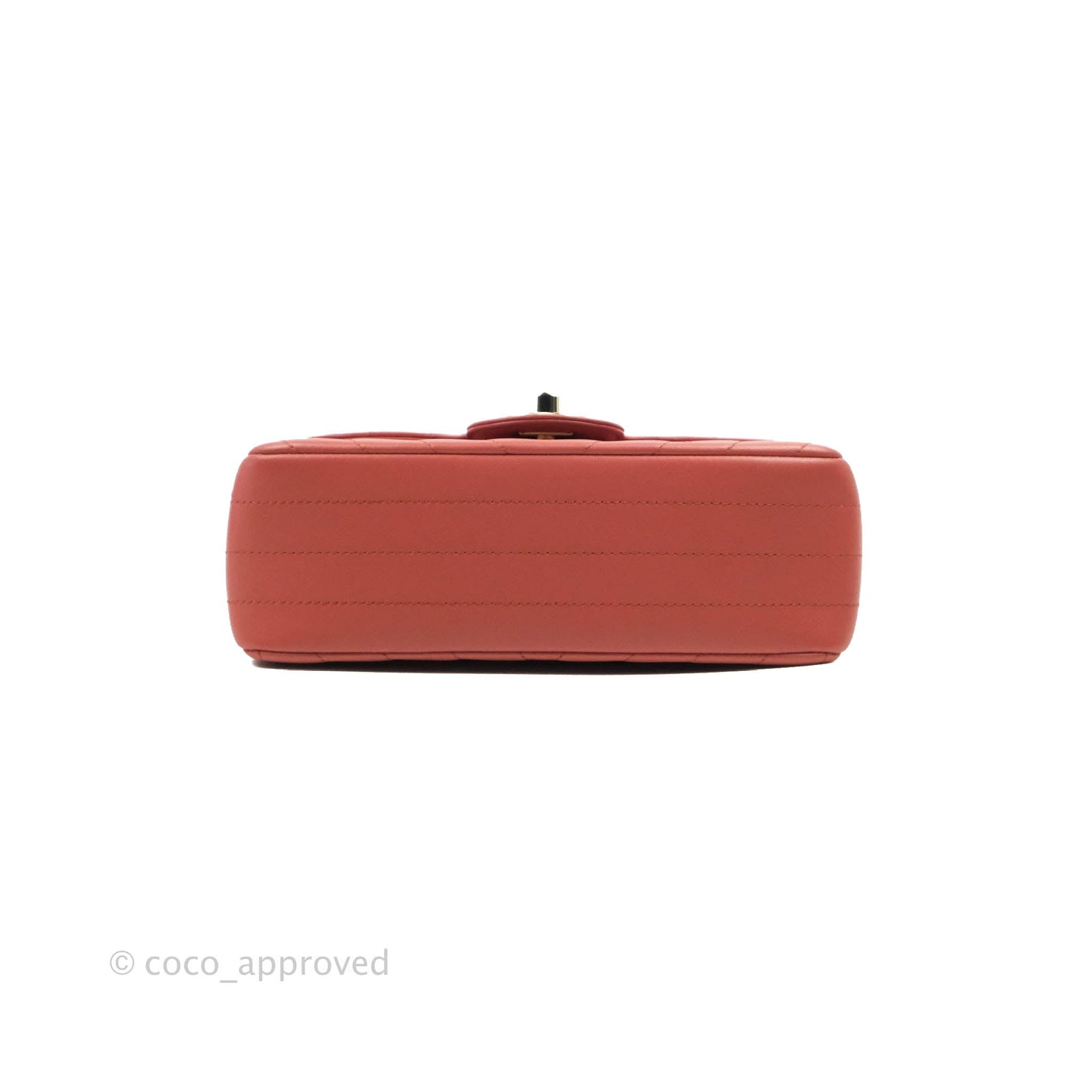 Chanel Chevron Mini Rectangular Flap Brick Red Lambskin Aged Gold Hardware