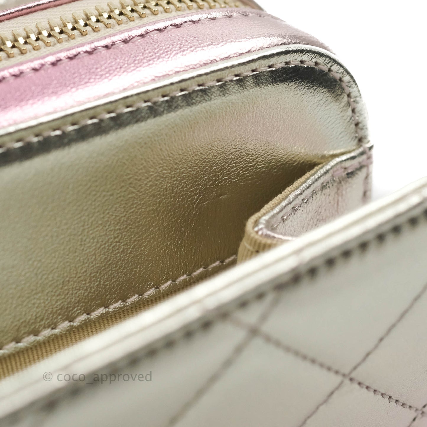 Chanel Quilted Small Like The Wallet Flap Metallic Pink Silver Light Gold Hardware 22C