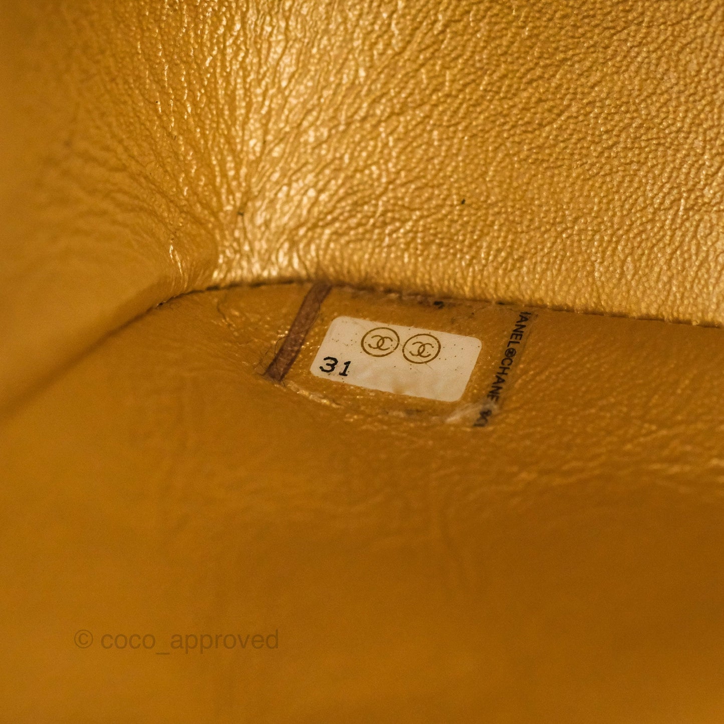 Chanel Quilted Mini Square Iridescent Gold Lambskin Gold Hardware 21P