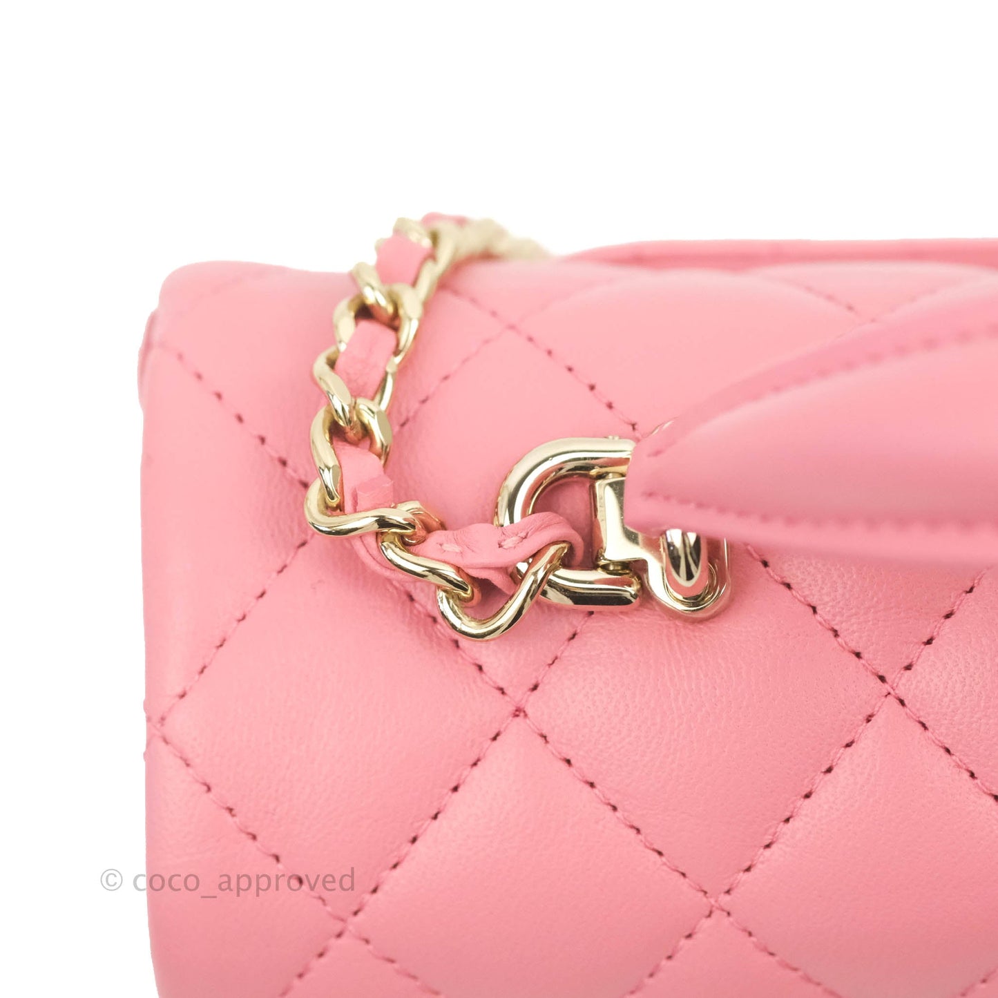 Chanel Top Handle Mini Rectangular Flap Bag Pink Lambskin Gold Hardware