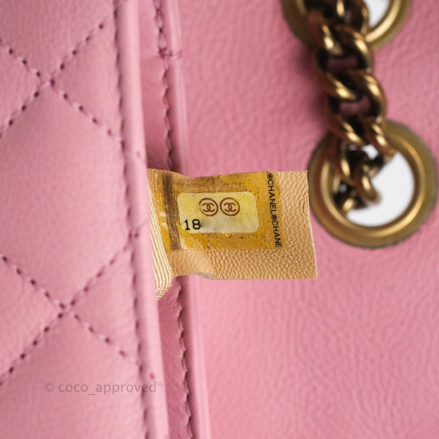 Chanel CC Crown Flap Pink Calfskin Antique Gold Hardware