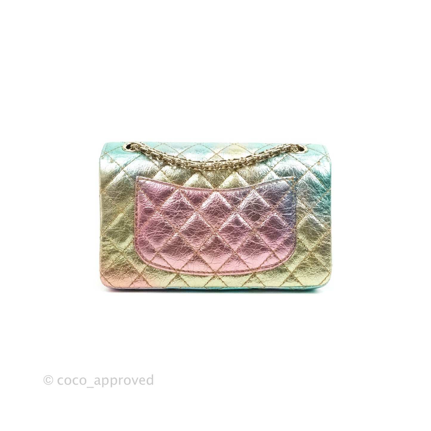 Chanel Quilted Mini Reissue 224 Metallic Rainbow Crumpled Calfskin Gold Hardware