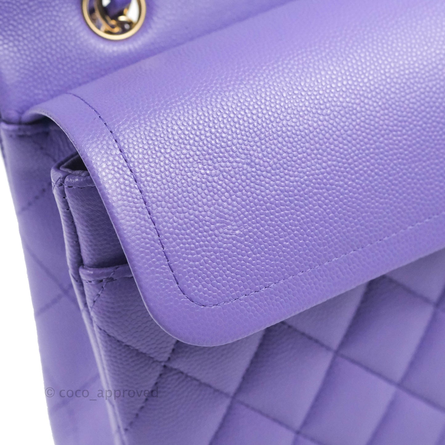 Chanel Classic M/L Medium Flap Quilted Purple Caviar Gold Hardware 20S
