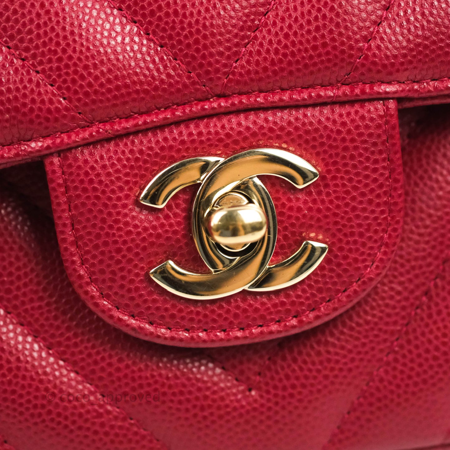 Chanel Classic M/L Medium Chevron Double Flap Cherry Red Caviar Gold Hardware