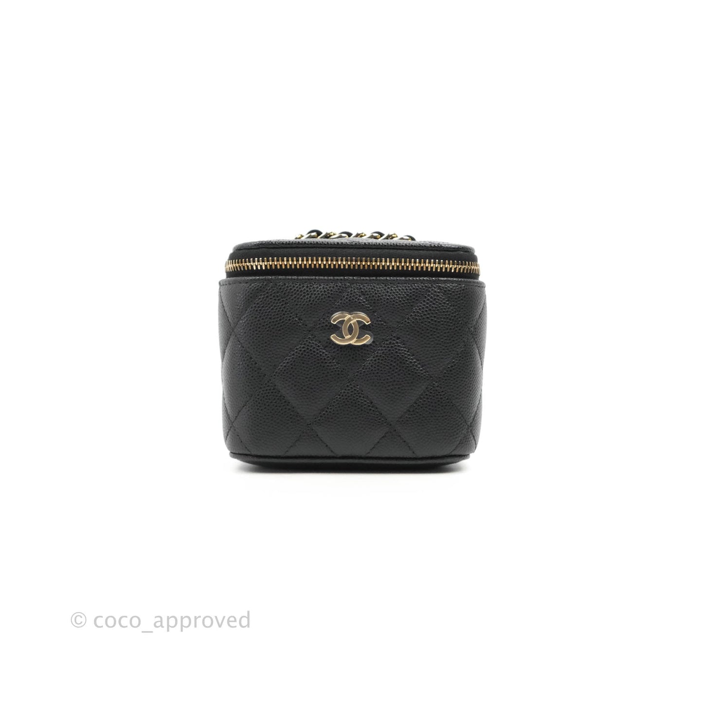Chanel Mini Vanity With Chain Black Caviar Gold Hardware