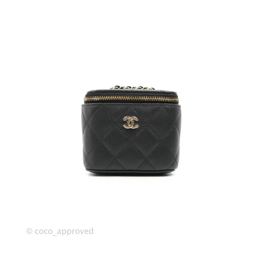 Chanel Mini Vanity With Chain Black Caviar Gold Hardware