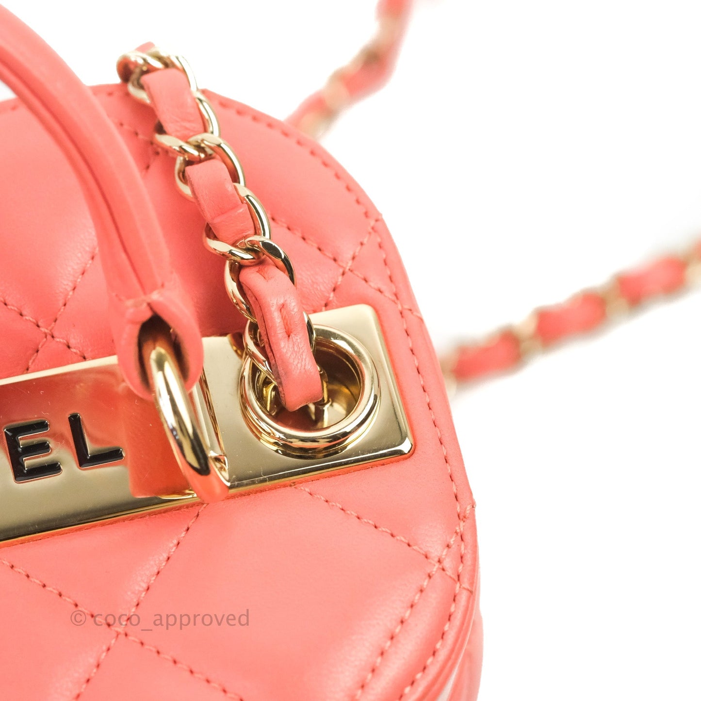 Chanel Trendy CC Vanity Case Coral Pink Lambskin Gold Hardware