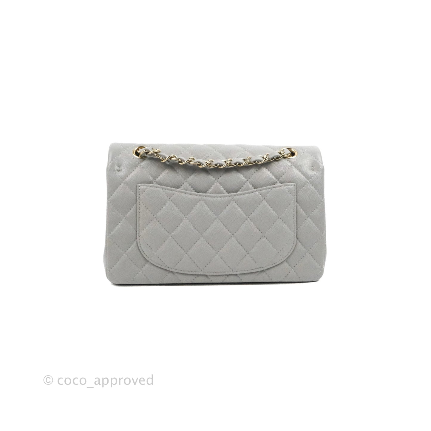 Chanel Small Classic Quilted Flap Grey Caviar Gold Hardware 21A