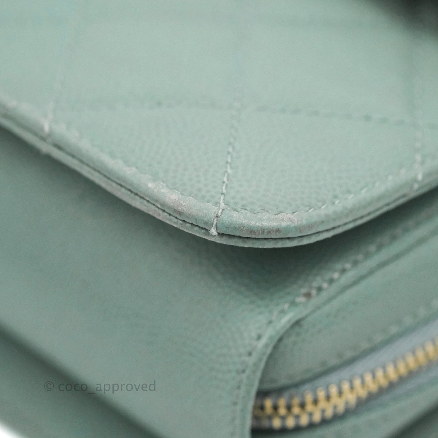 Chanel Quilted Like The Wallet Flap Blue-Greyish Caviar Gold Hardware