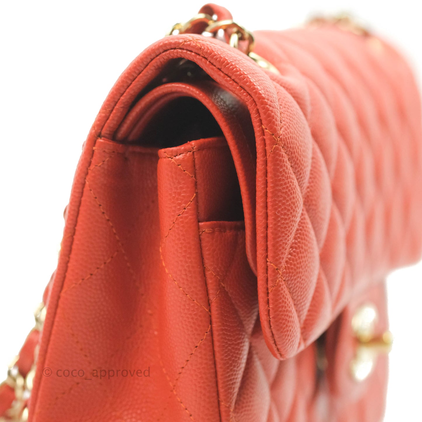 Chanel S/M Small Classic Quilted Flap Orange Caviar Gold Hardware 17B