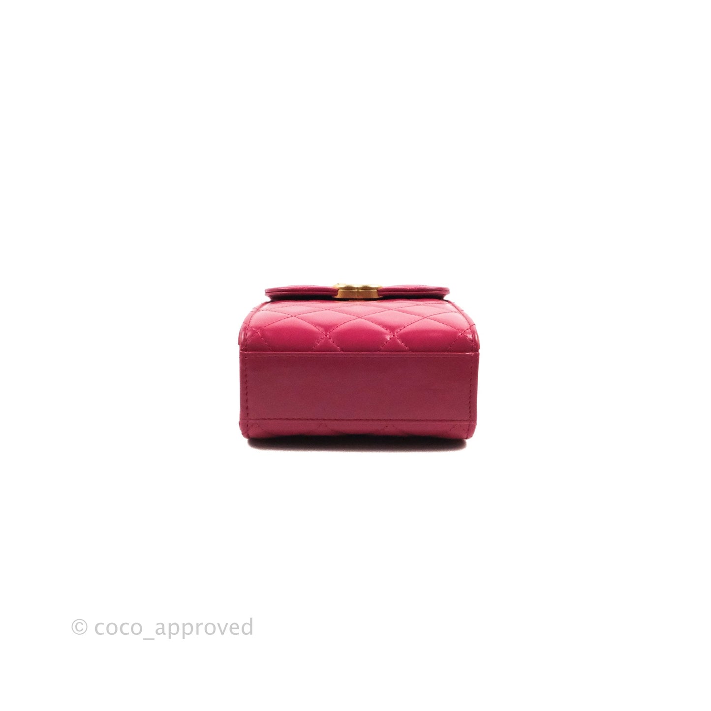 Chanel Quilted Perfect Fit Dark Pink Phone Holder Aged Gold Hardware