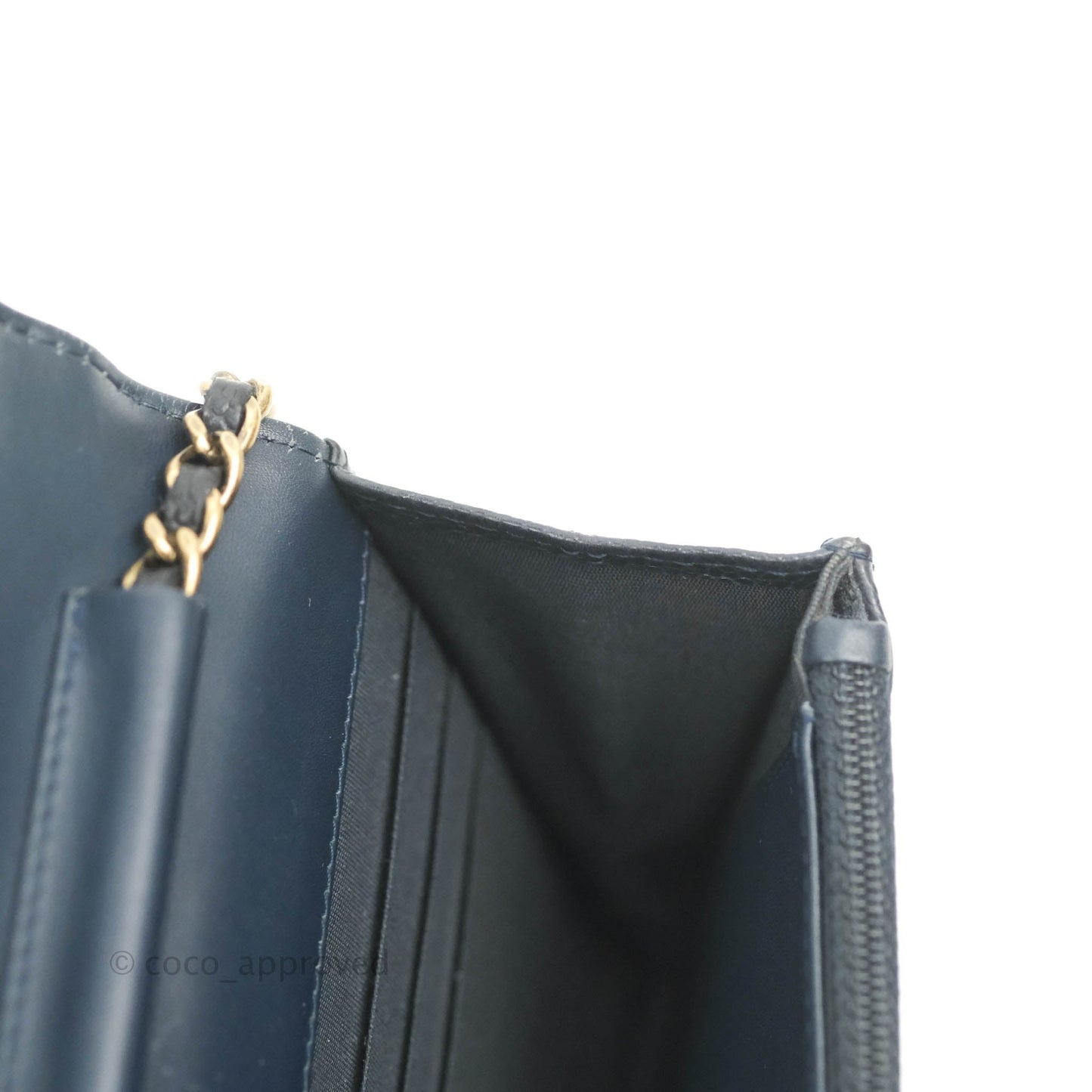 Chanel Boy Wallet on Chain WOC Ver Dark Navy Caviar Aged Gold Hardware
