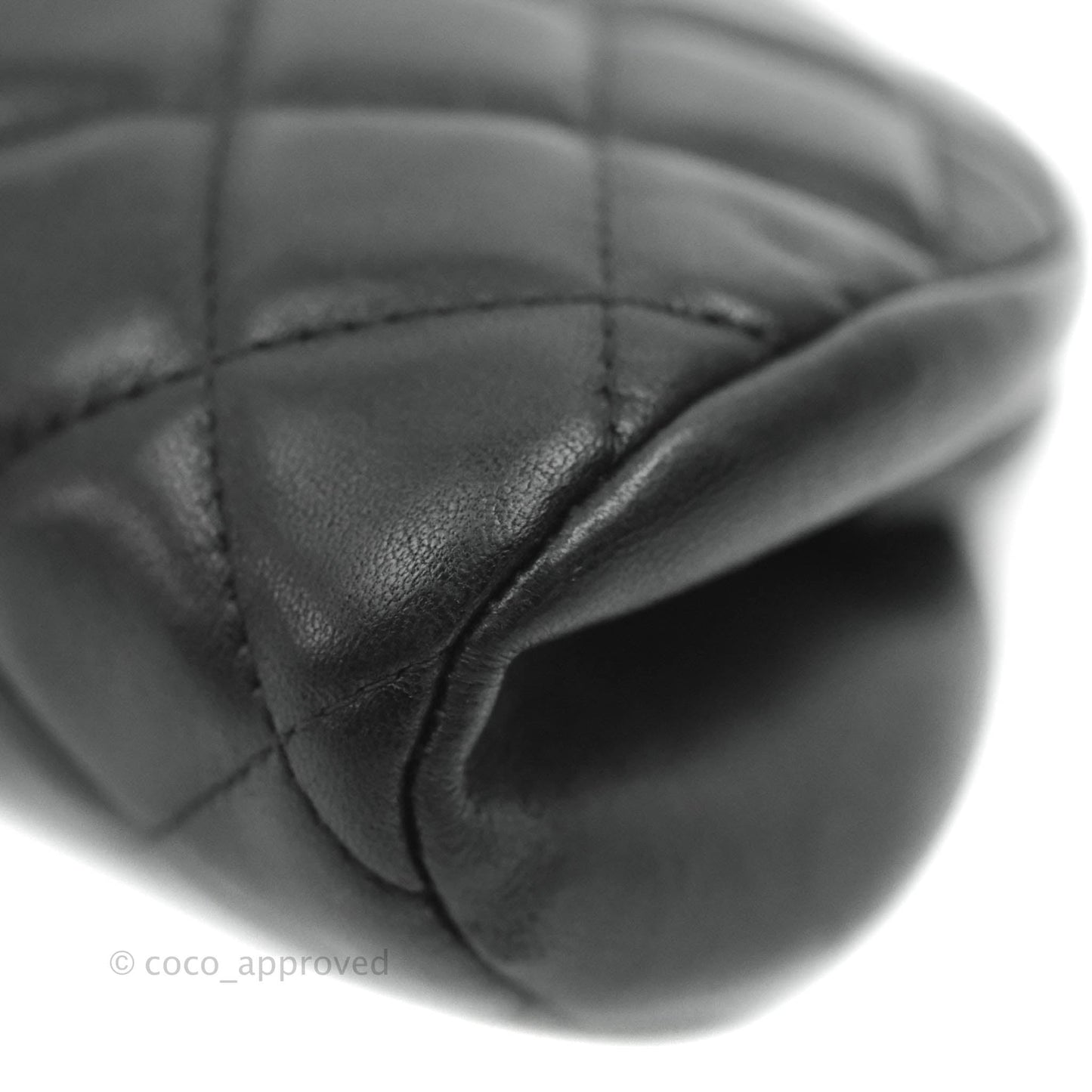 Chanel Quilted Timeless Kisslock Clutch Black Lambskin Silver Hardware