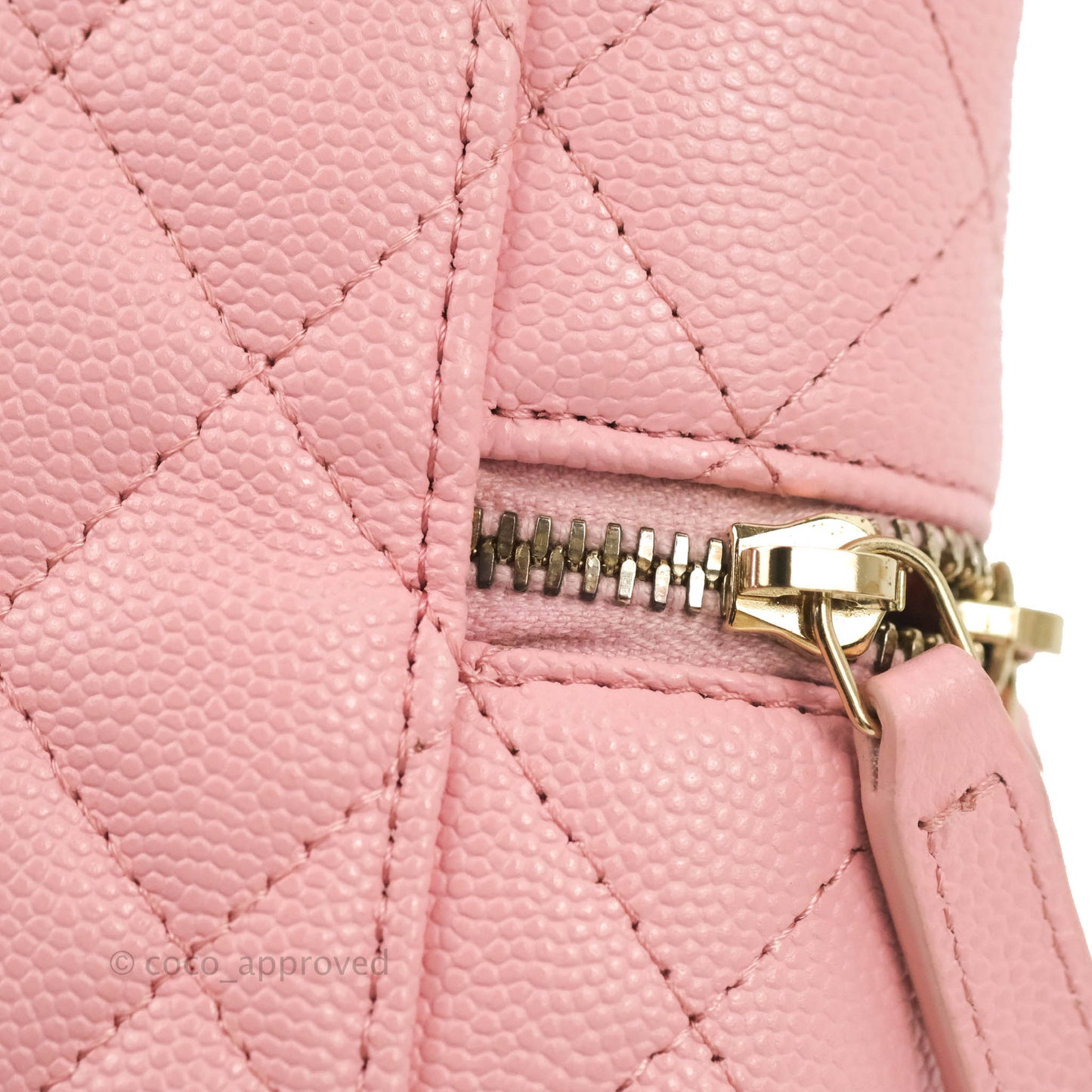 Chanel Vanity Phone Holder With Chain Pink Caviar Gold Hardware