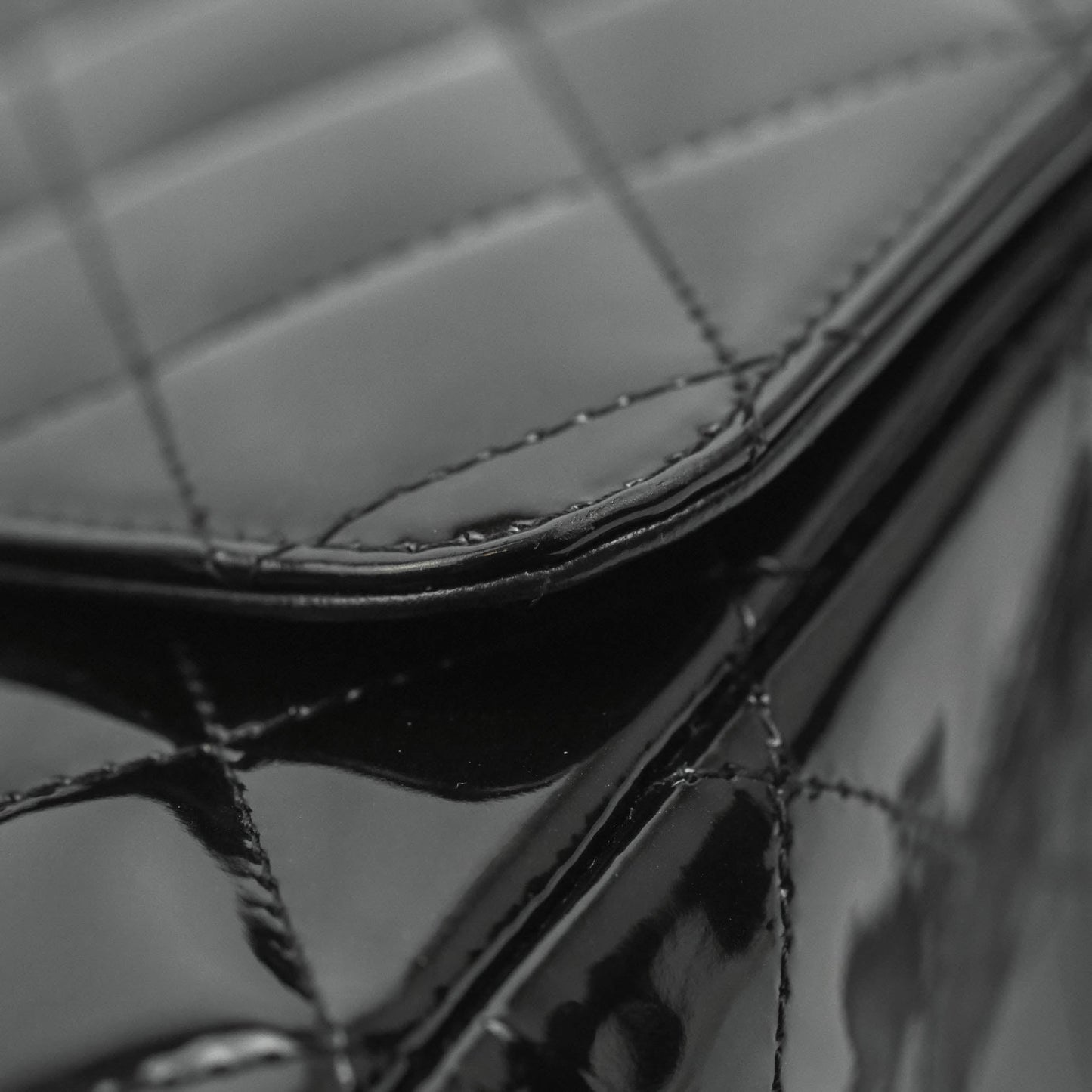 Chanel Quilted Maxi Single Flap Black Patent Silver Hardware