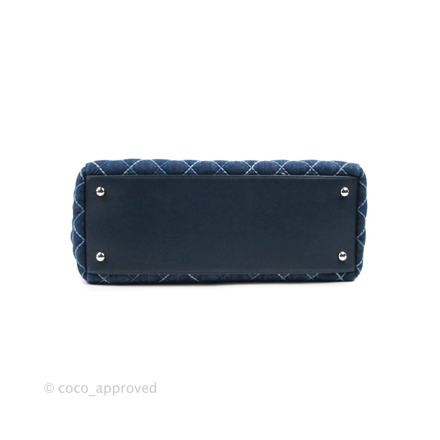Chanel Quilted Medium Coco Handle Shopping Tote Denim Silver Hardware