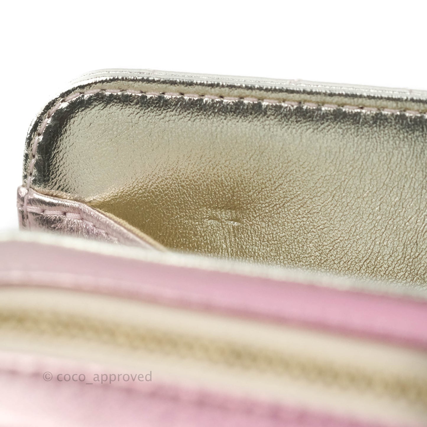 Chanel Quilted Small Like The Wallet Flap Metallic Pink Silver Light Gold Hardware 22C