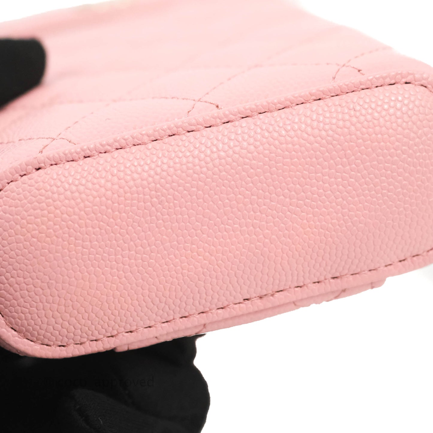 Chanel Vanity Phone Holder With Chain Pink Caviar Gold Hardware