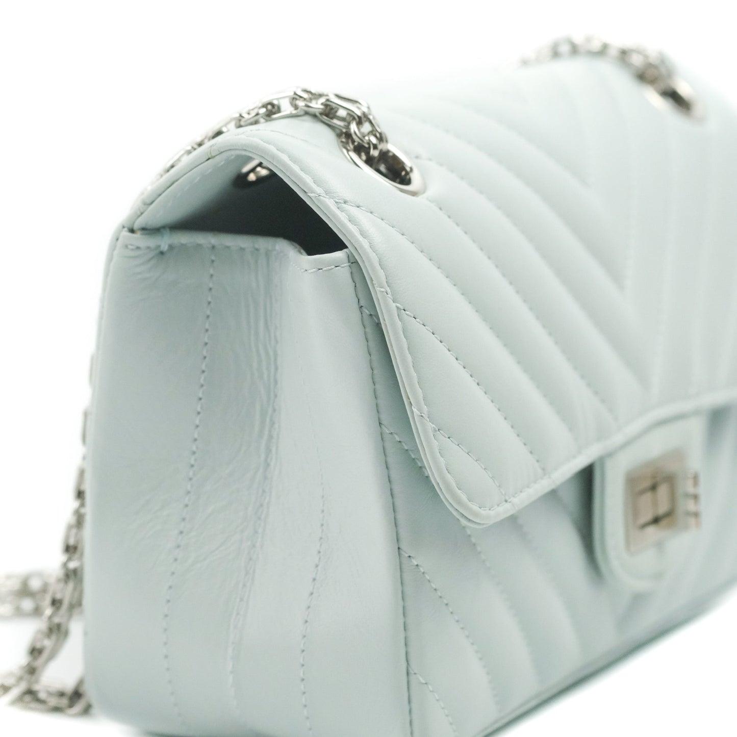 Chanel Mini Reissue 224 Blue Aged Calfskin Silver Hardware