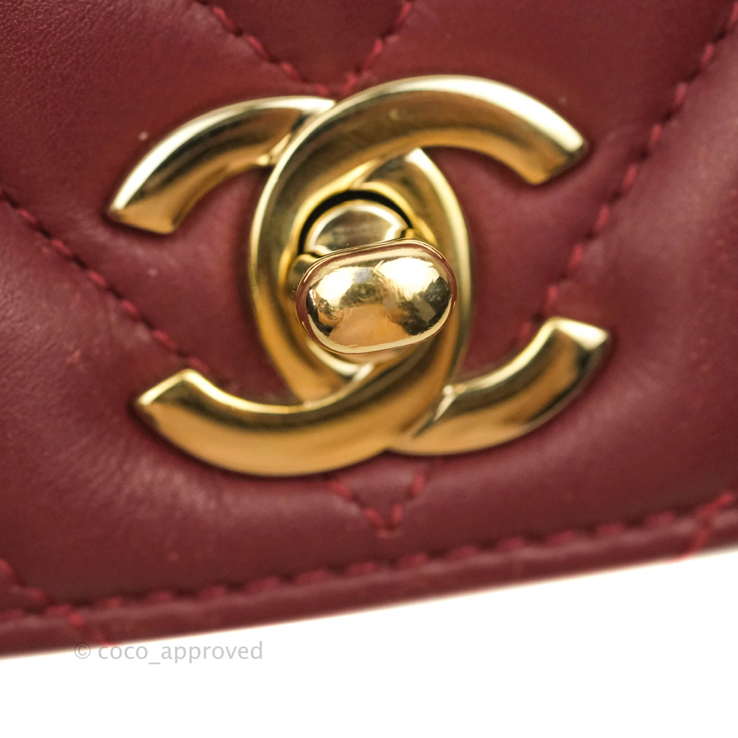 Chanel Small Statement Chevron Flap Bag Burgundy Lambskin Gold Hardware