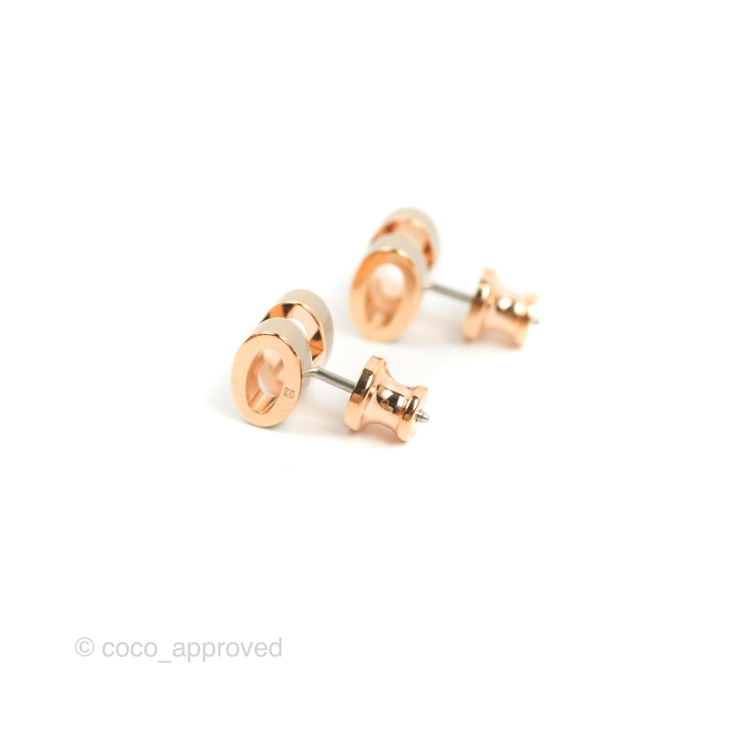 Hermès Mini Pop H Earrings Marron Glace Rose Gold