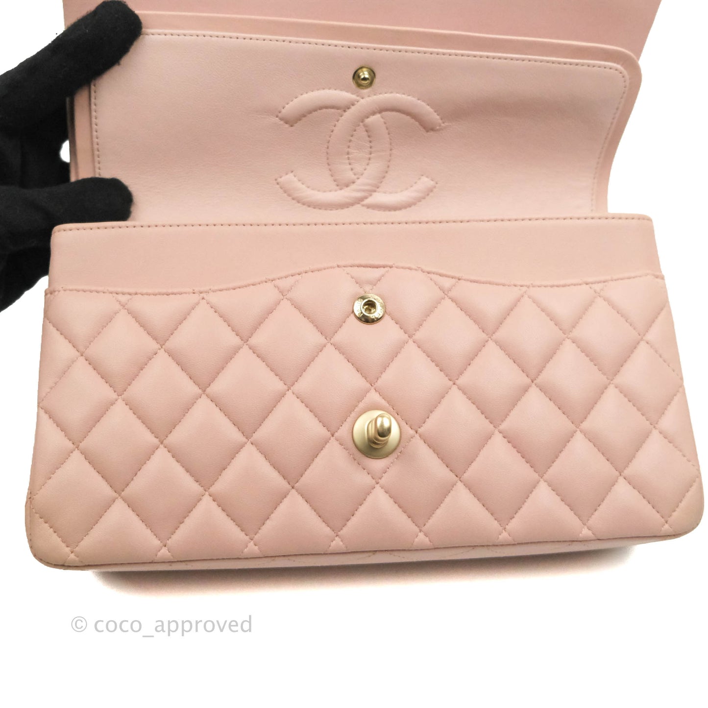 Chanel Classic M/L Medium Flap Quilted Light Pink Lambskin Matte Gold Hardware