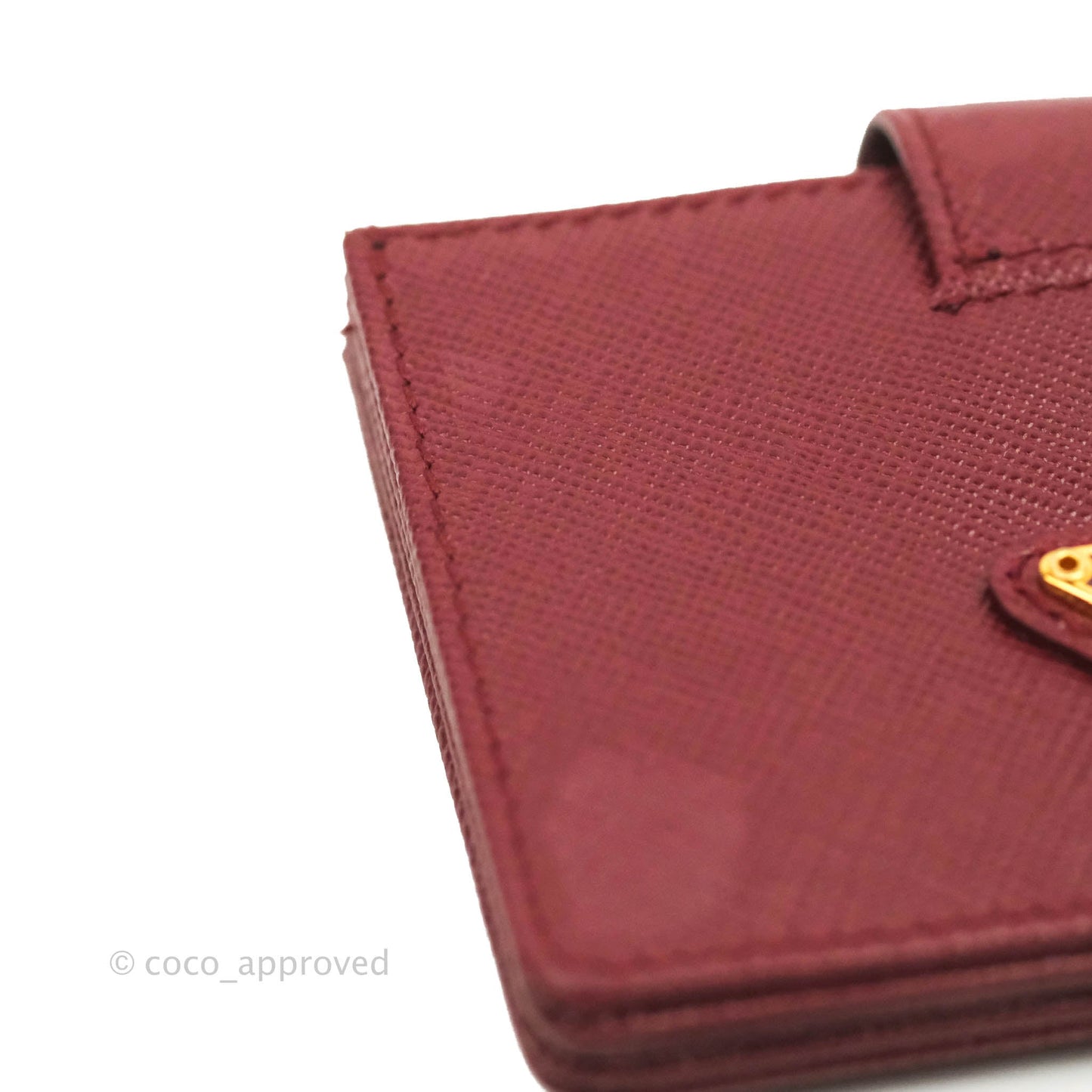 Prada Saffiano and Leather Card Holder Red Gold Hardware