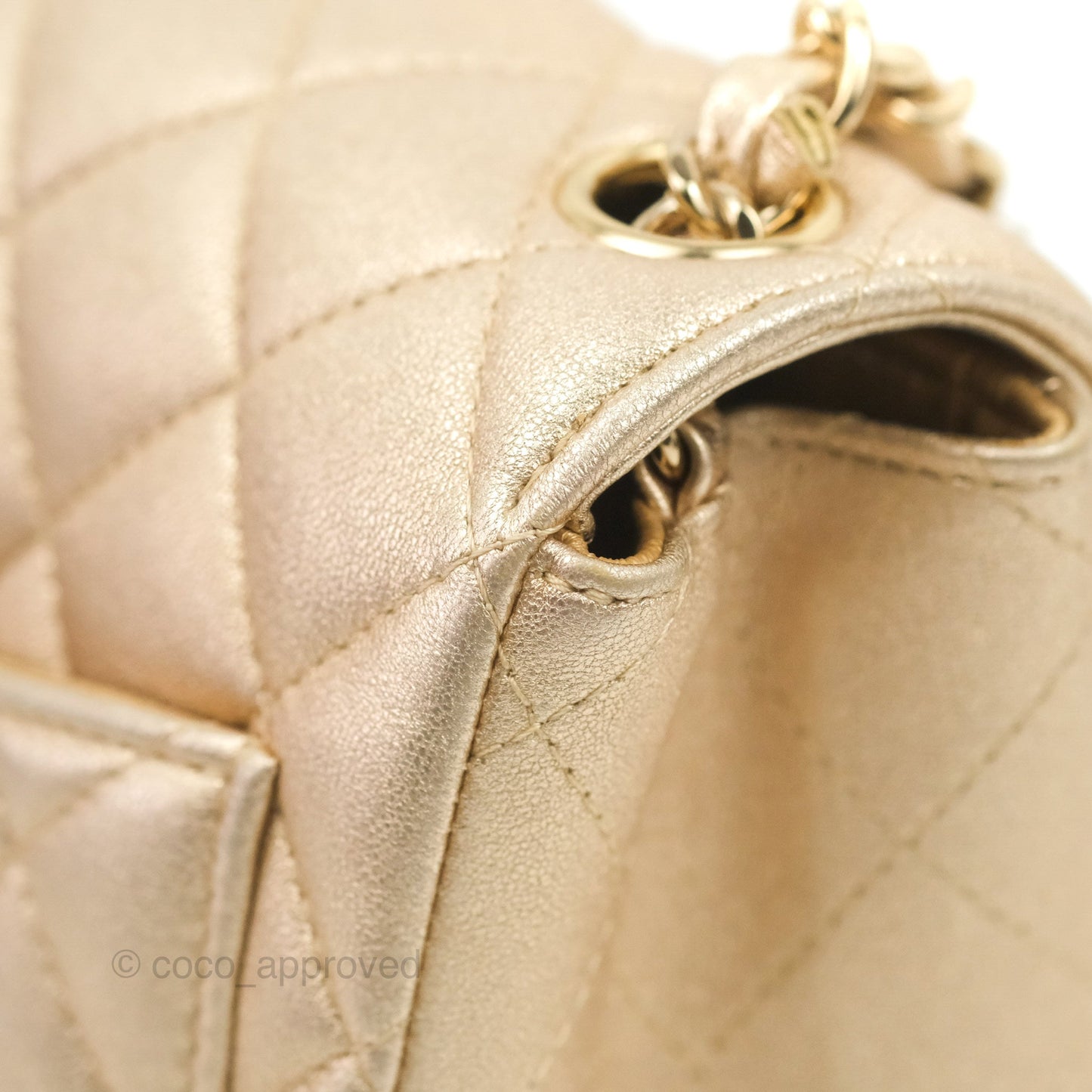 Chanel Quilted Mini Square Iridescent Gold Lambskin Gold Hardware 21P