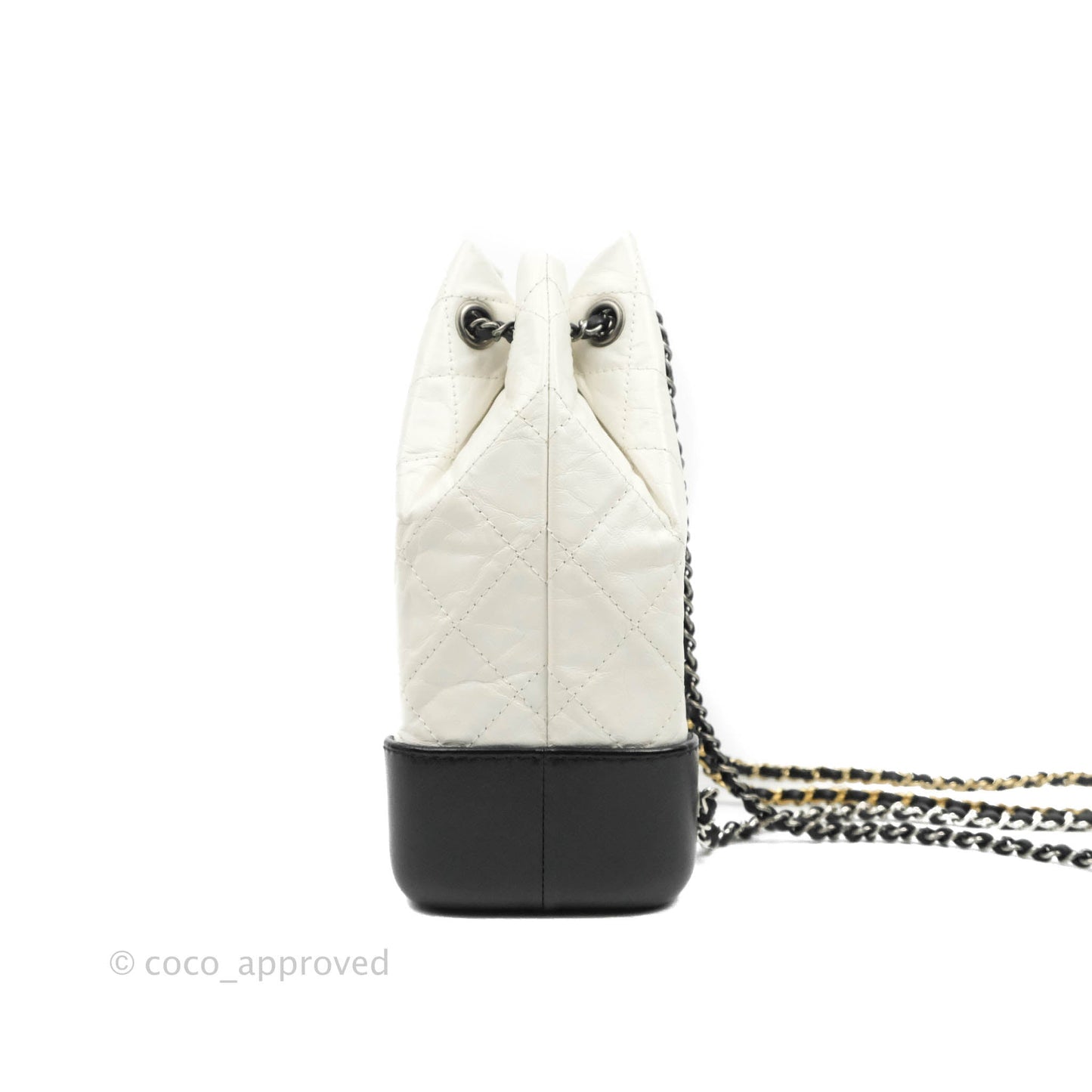 Chanel Small Gabrielle Backpack White Black Aged Calfskin