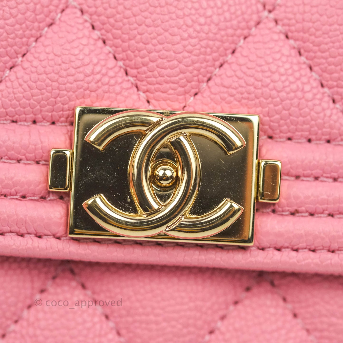 Chanel Quilted Boy Flap Coin Purse Pink Caviar Gold Hardware