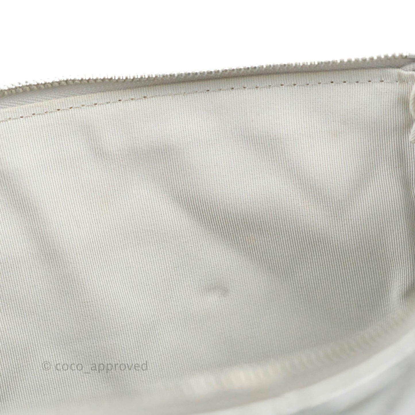 Chanel Caviar Quilted Large Cosmetic Case Metallic Silver  With Charms
