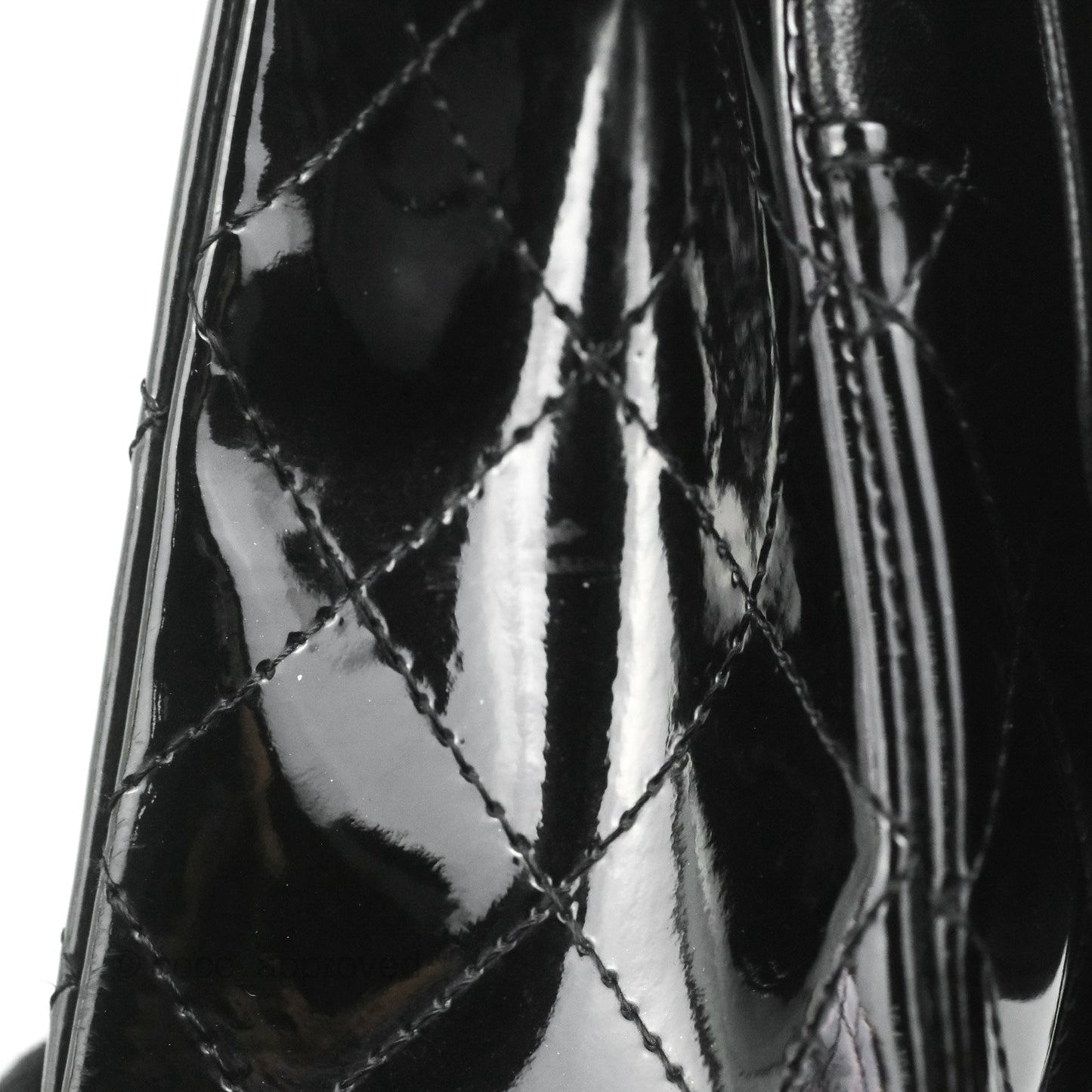 Chanel Classic M/L Medium Flap Quilted Black Patent Silver Hardware