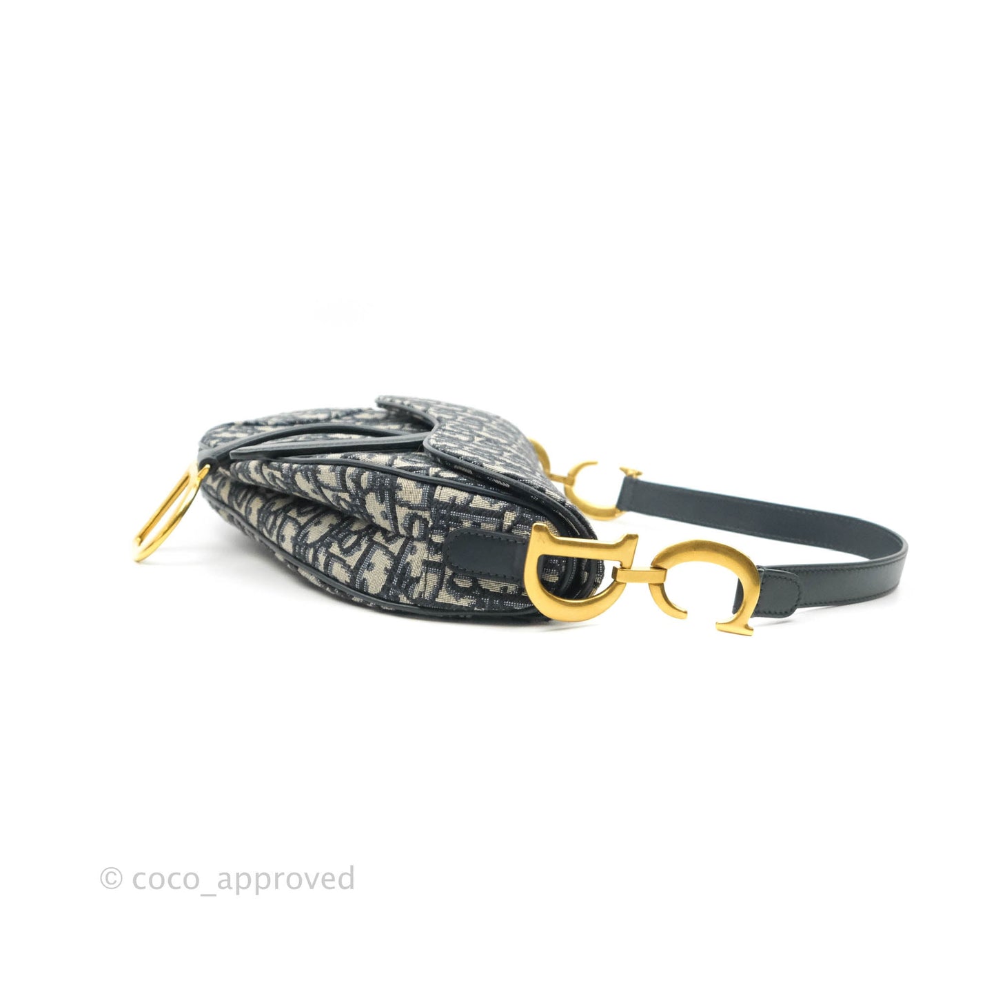 Christian Dior Saddle Medium Blue Oblique Jacquard Gold Hardware