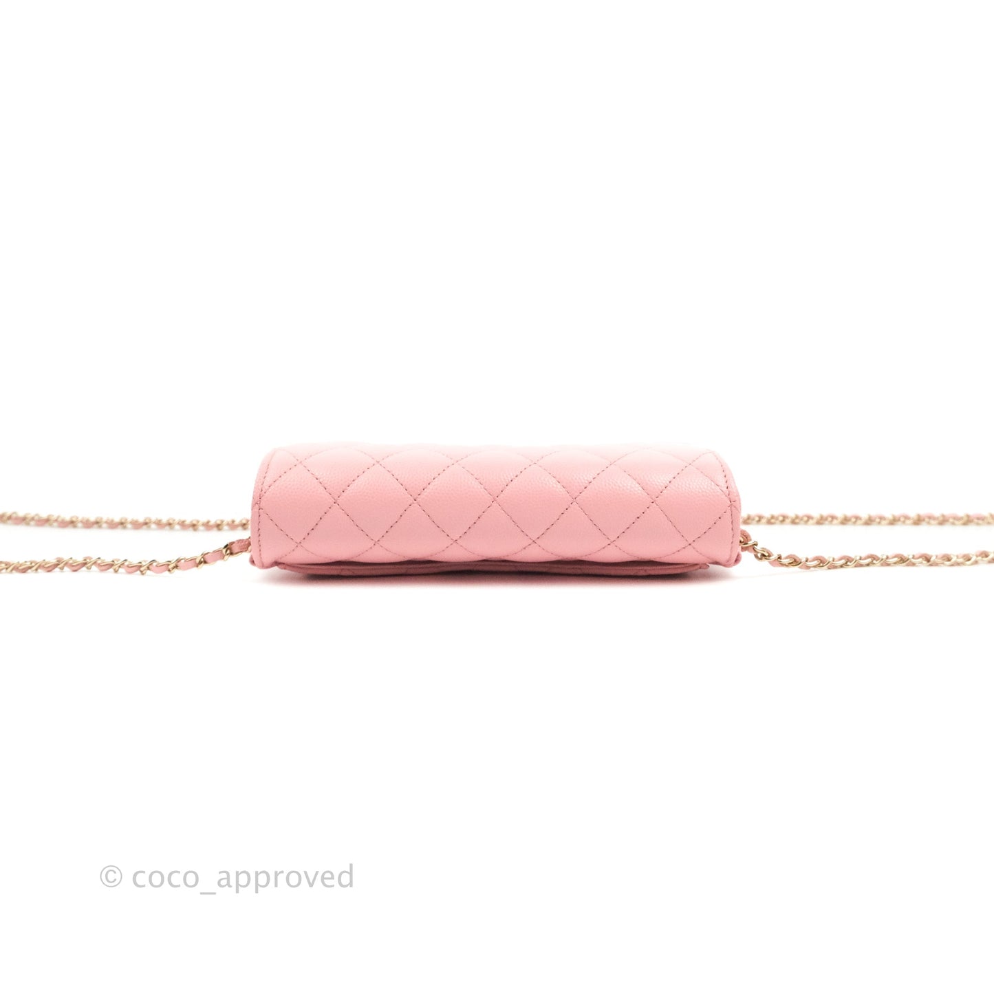Chanel Quilted Glasses Case With Chain Pink Caviar Gold Hardware