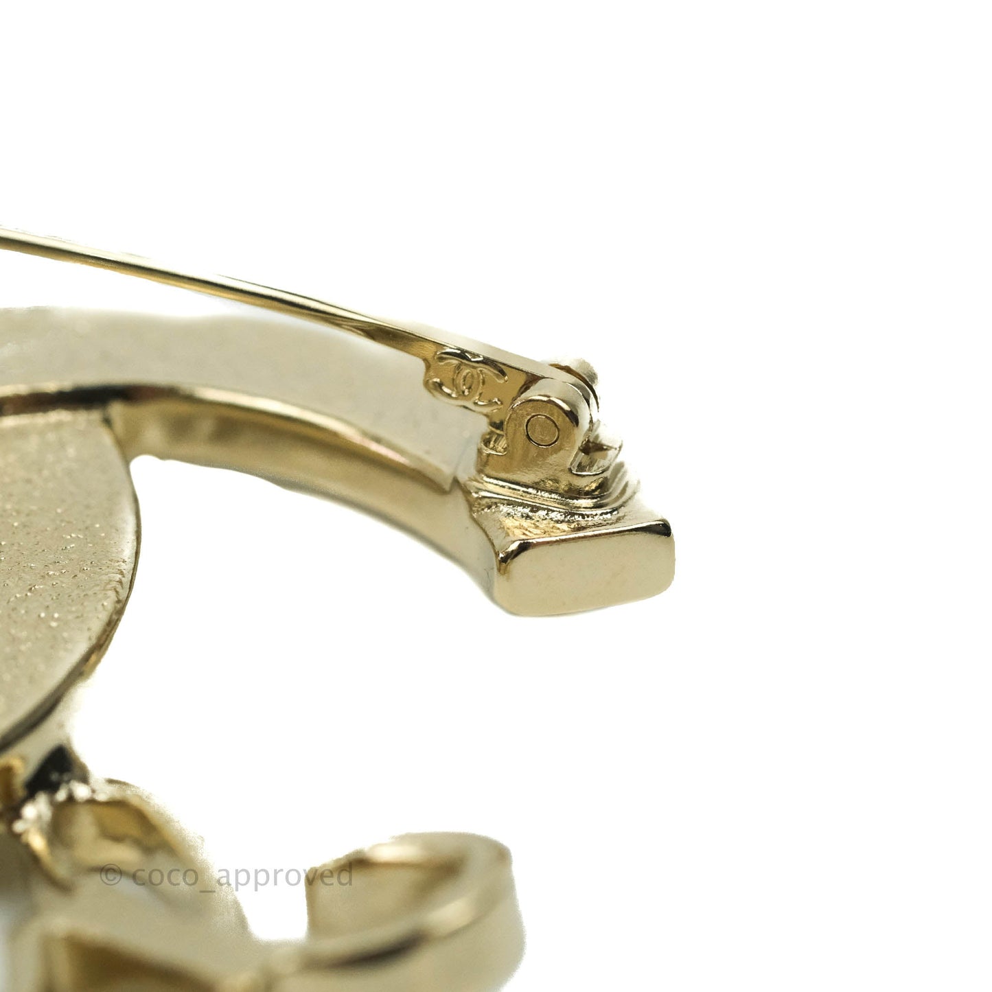 Chanel CC Coco Chanel Crystal Brooch Gold Tone 22P