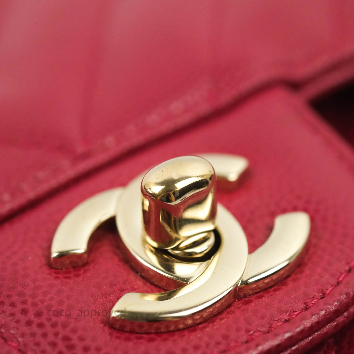 Chanel Classic M/L Medium Chevron Double Flap Cherry Red Caviar Gold Hardware