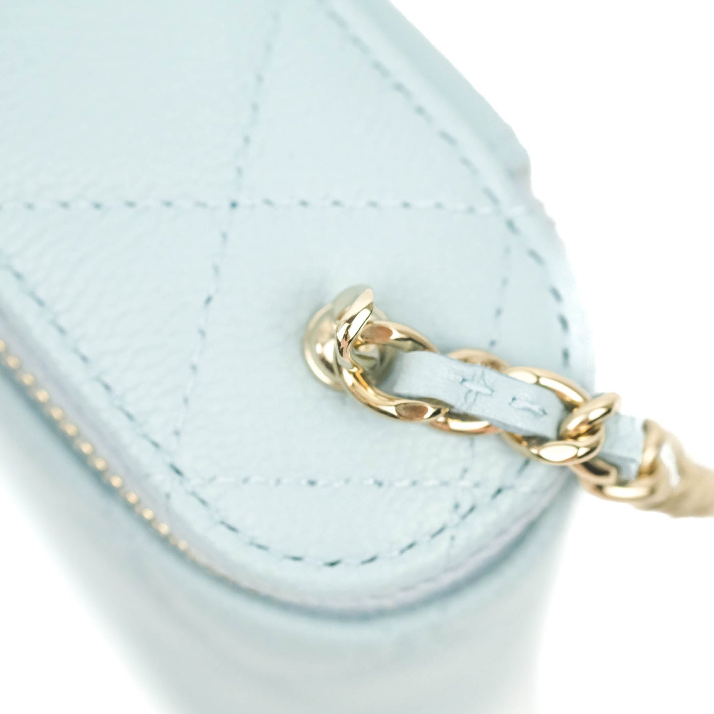 Chanel Classic Mini Vanity With Chain Light Blue Caviar Gold Hardware