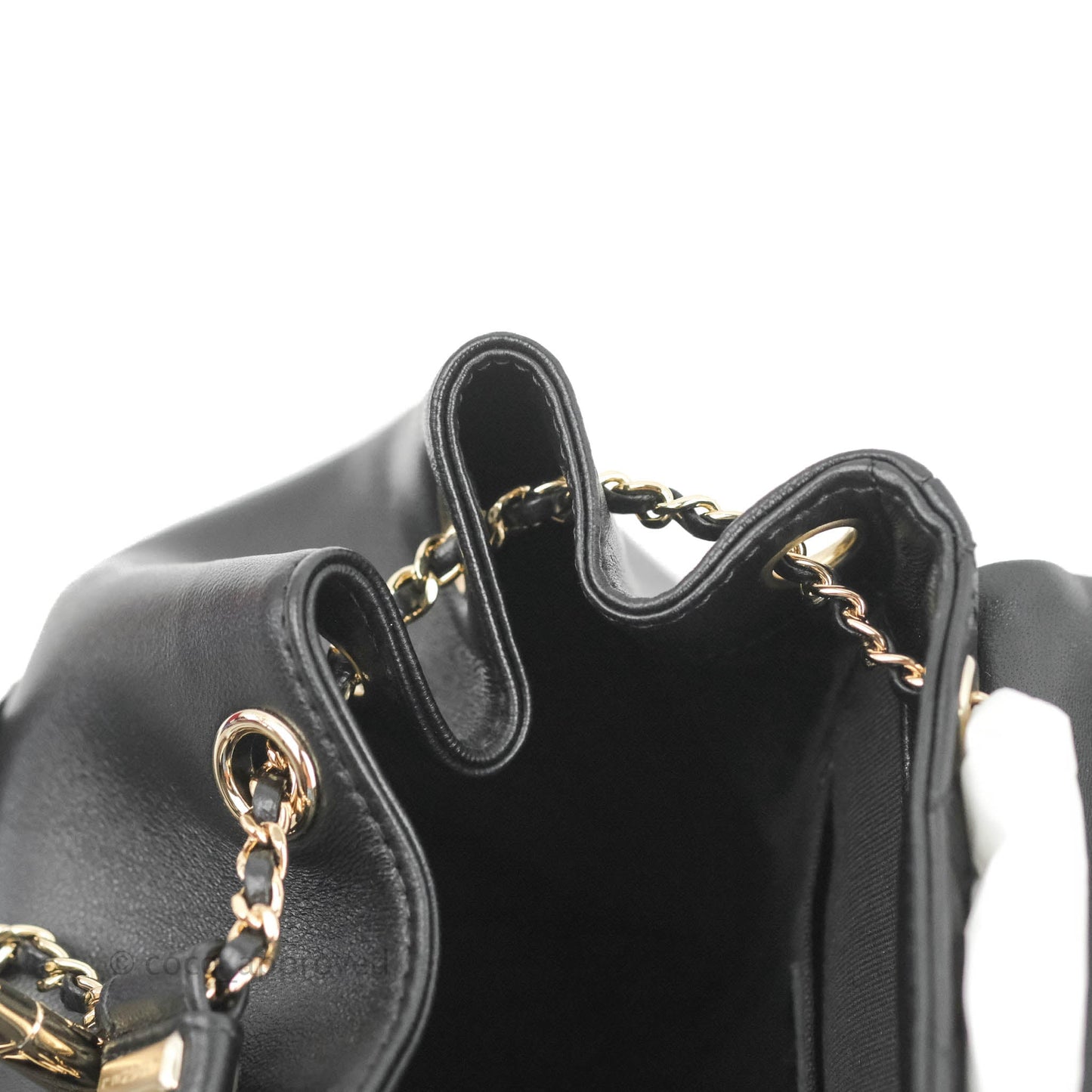 Chanel Quilted Small Duma Drawstring Backpack Black Lambskin 22A